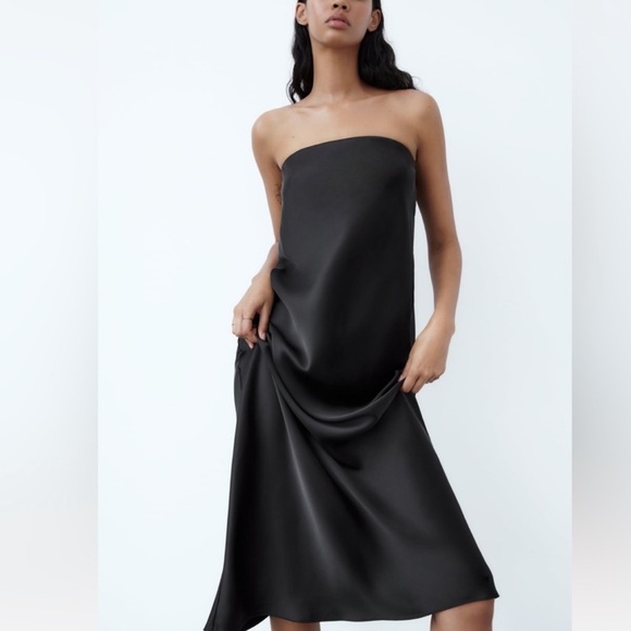 Zara Black Satin Effect Dress - Picture 13 of 13
